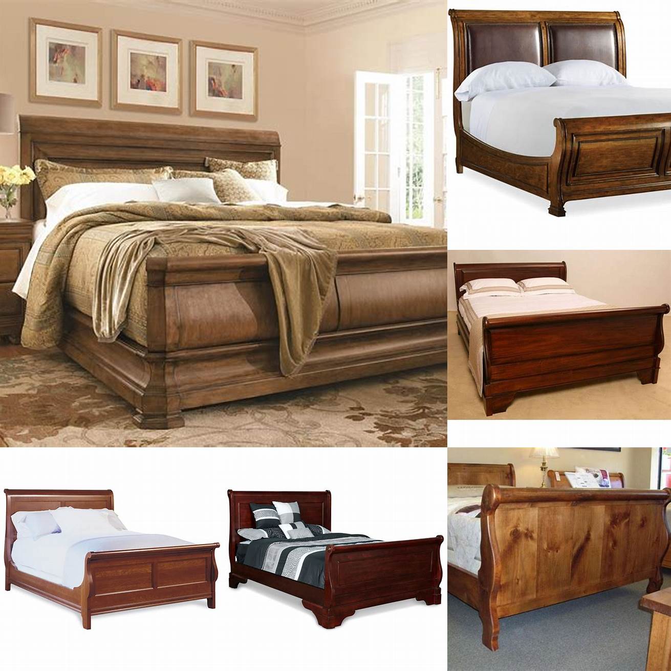 Image 1 A classic King Sleigh Bed made of solid wood