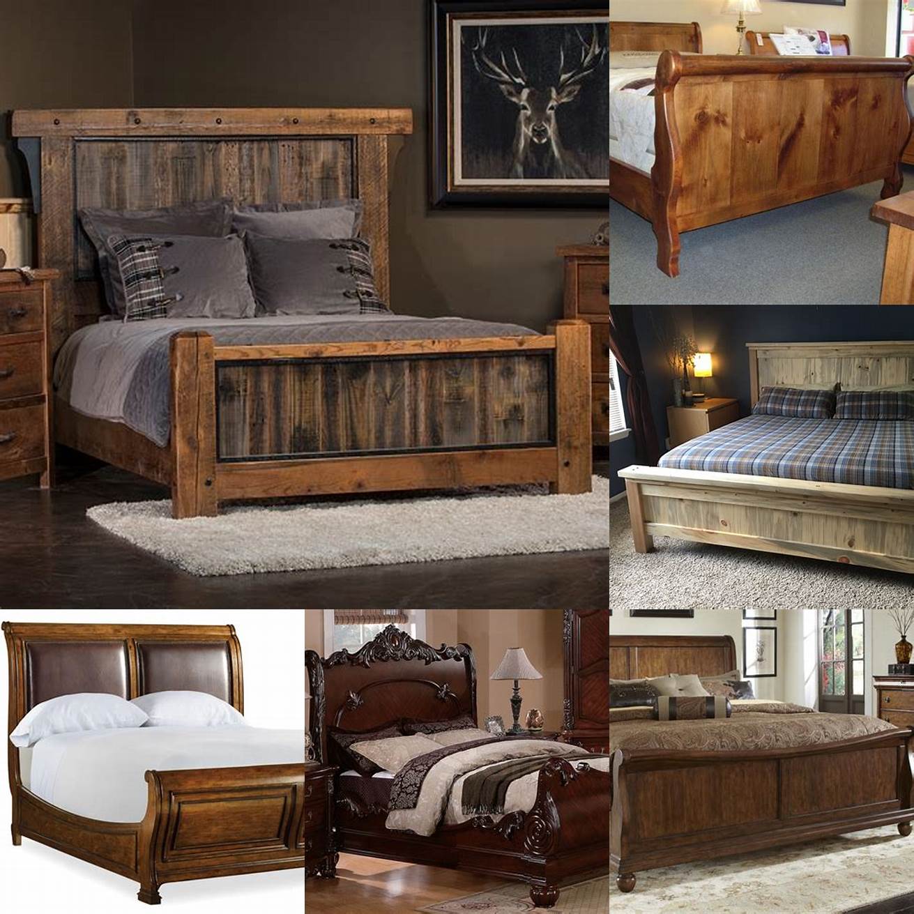 Image 3 A rustic King Sleigh Bed made of reclaimed wood