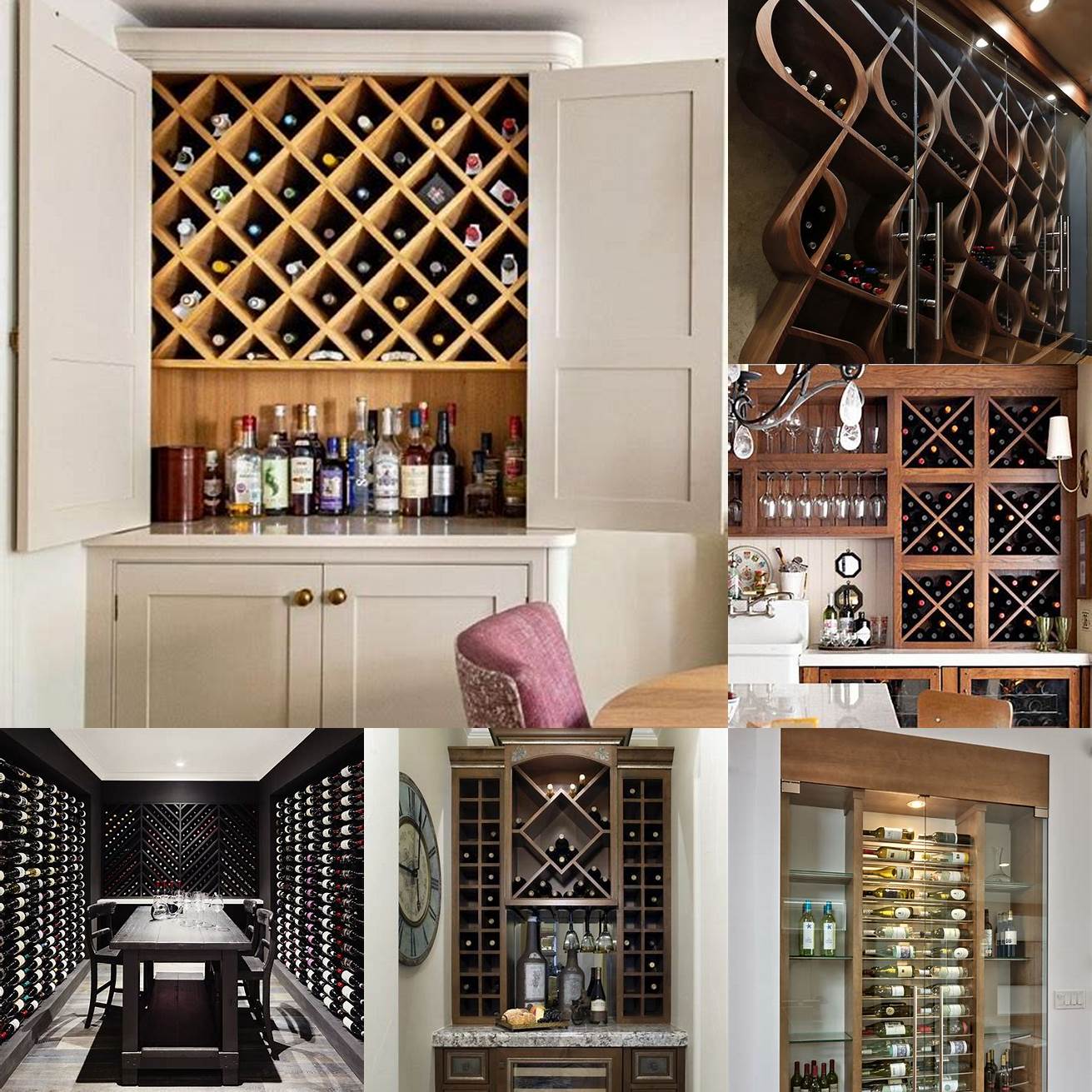 Image Idea 2 Built-in wine cabinet with a wood finish