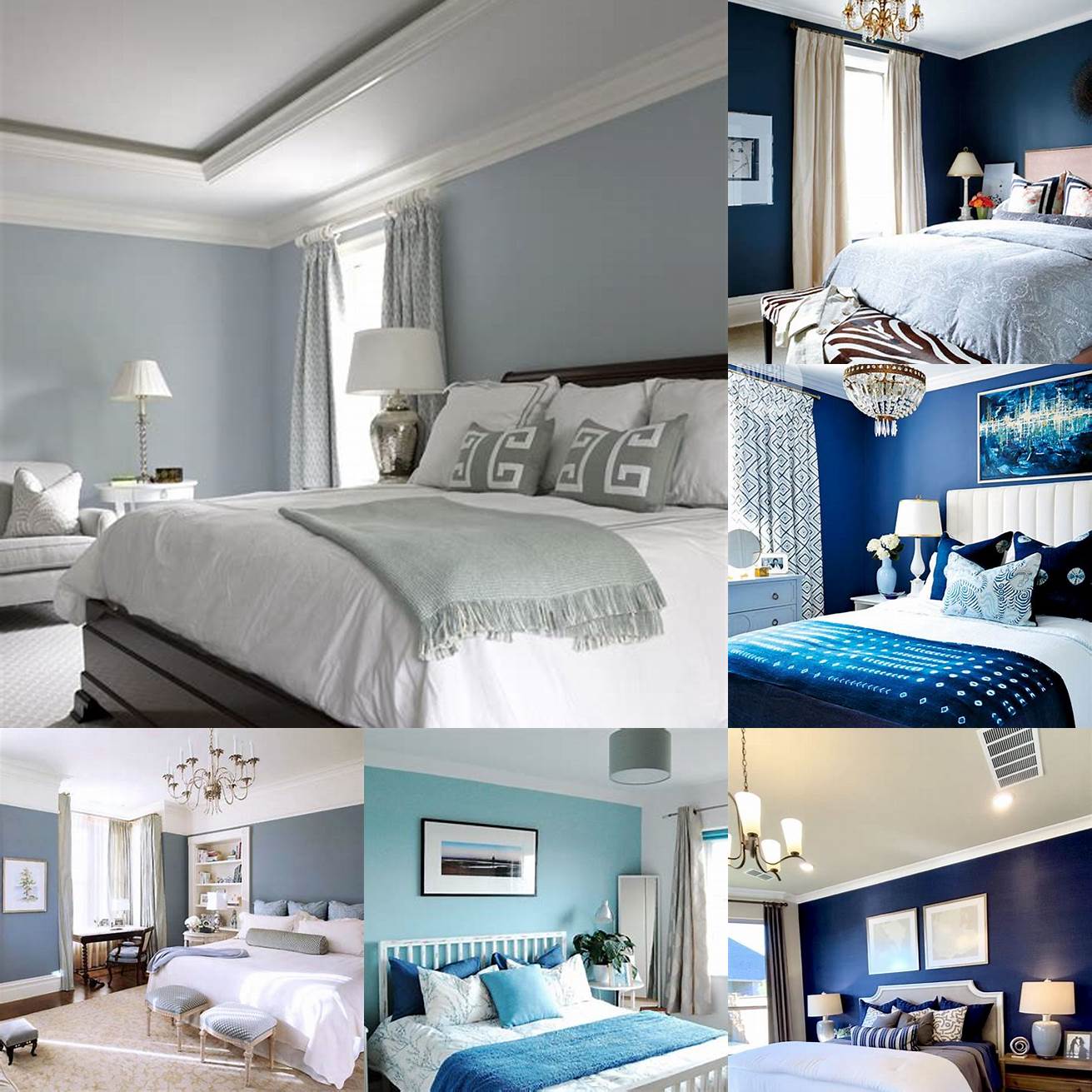 Image Idea White bedroom with blue accent colors