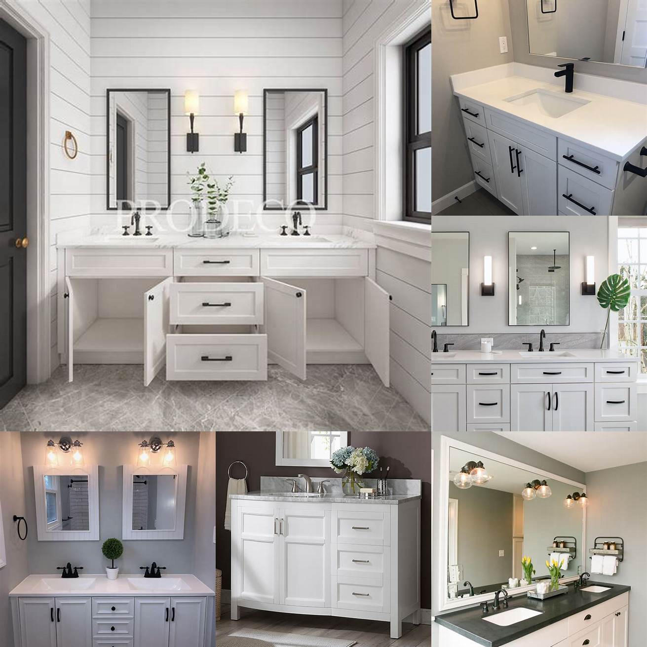 Image Ideas White shaker bathroom vanity with black hardware