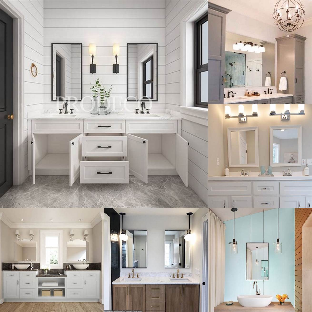 Image Ideas White shaker bathroom vanity with pendant lights