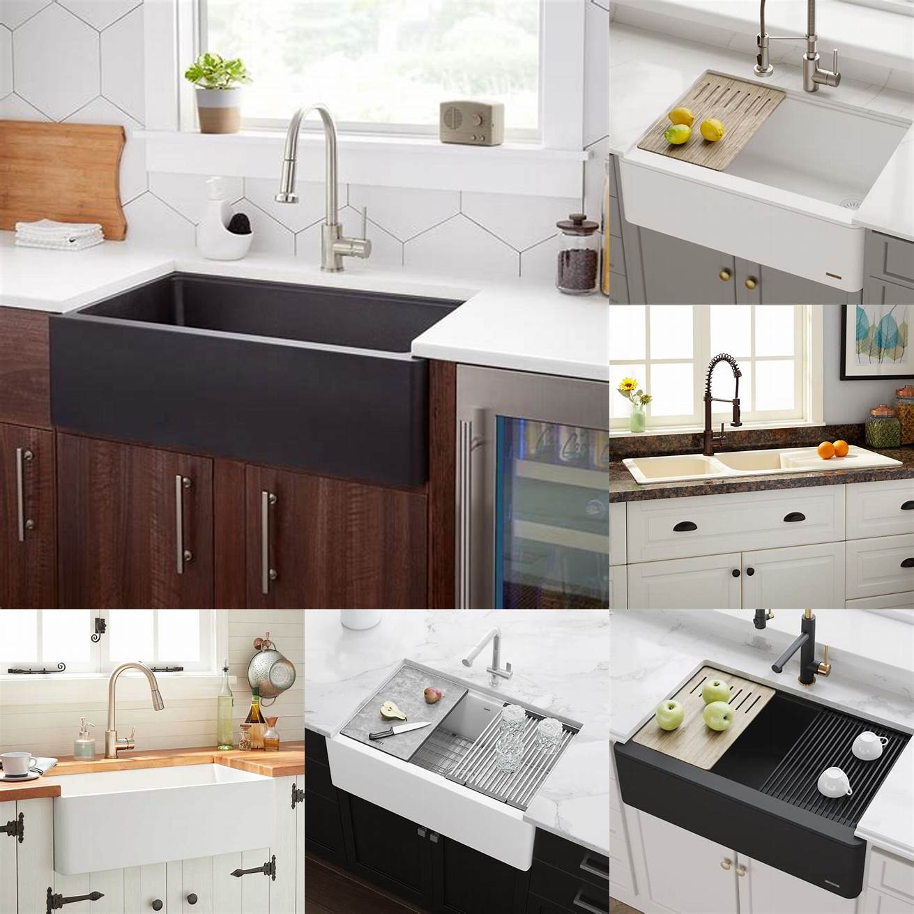 Image of a composite kitchen sink with a farmhouse style kitchen