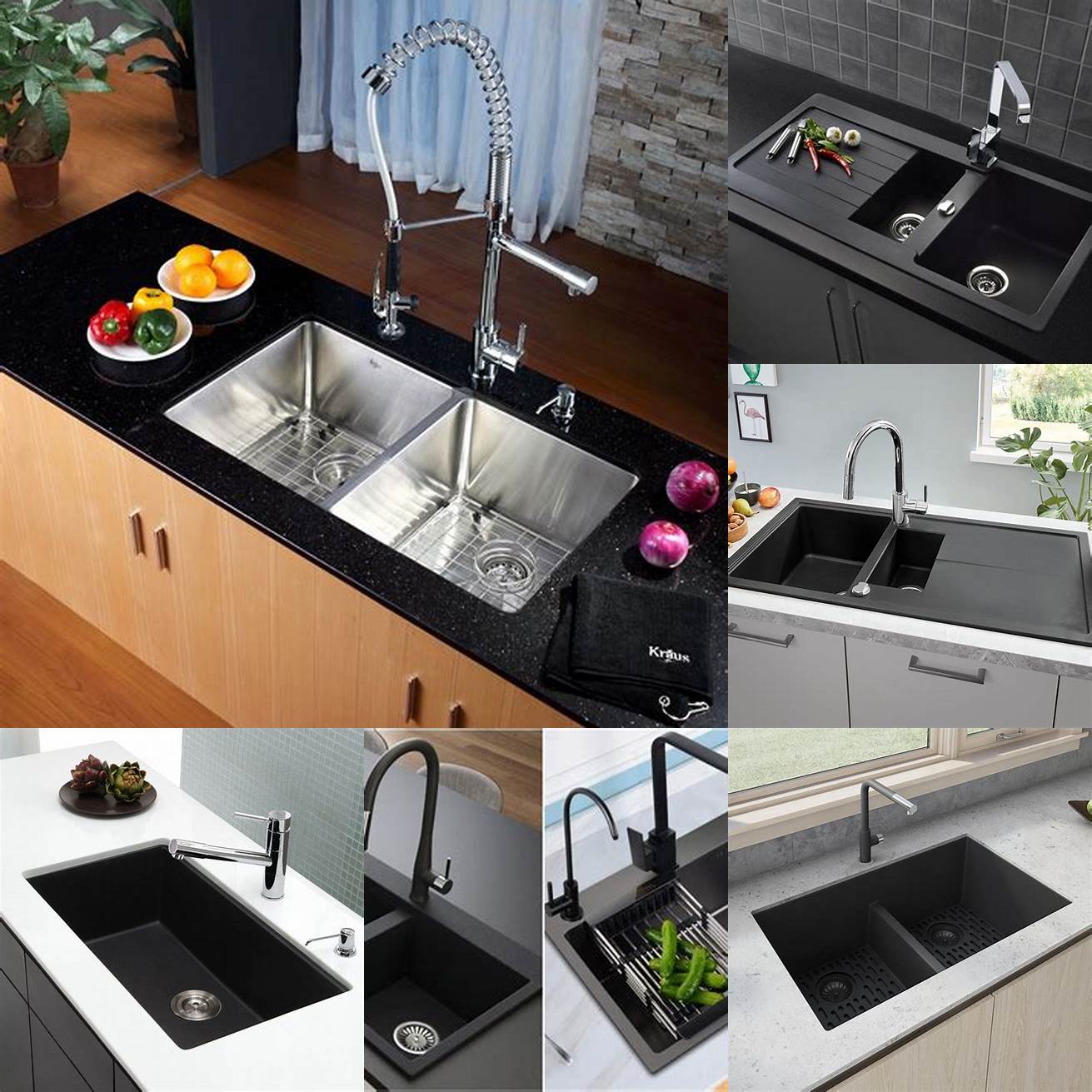 Image of a composite kitchen sink with a modern kitchen design