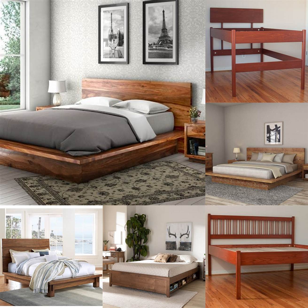 Image of a high platform bed with a wood frame