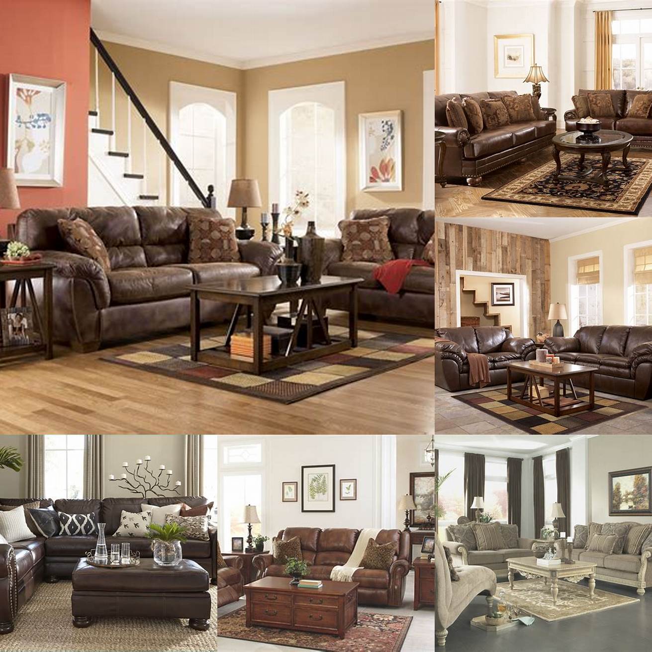 Image of the Ashley Furniture Leather Sofa in a family room setting