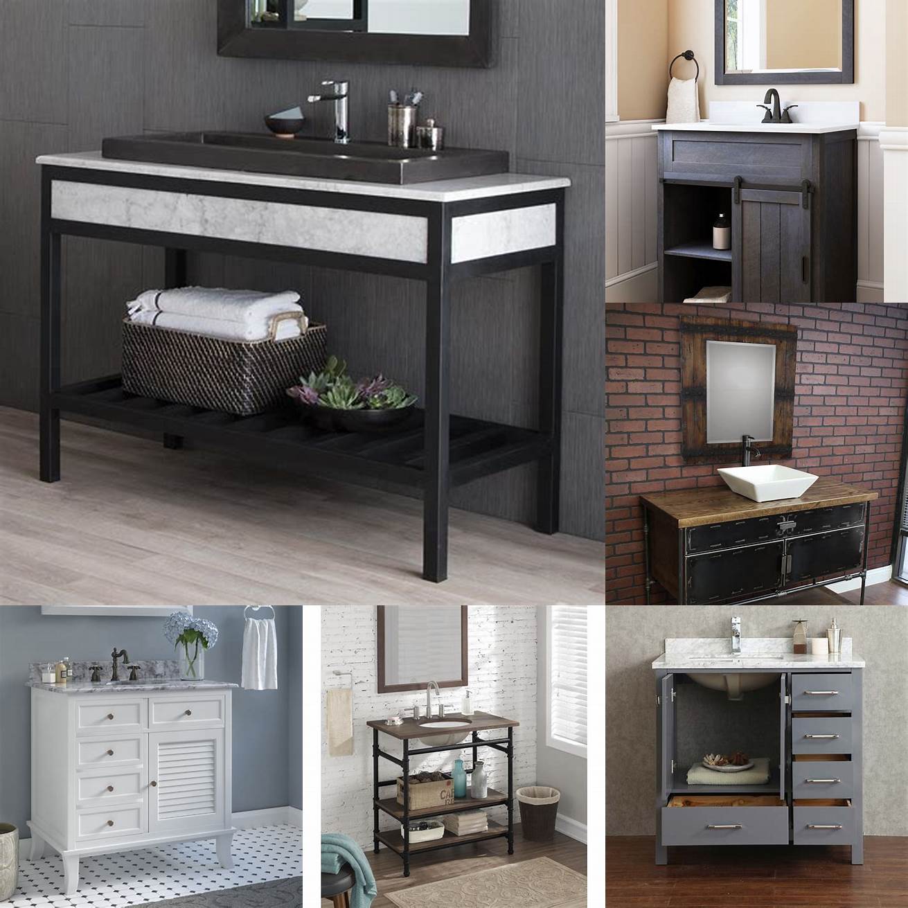 Industrial 34 inch bathroom vanity with metal accents