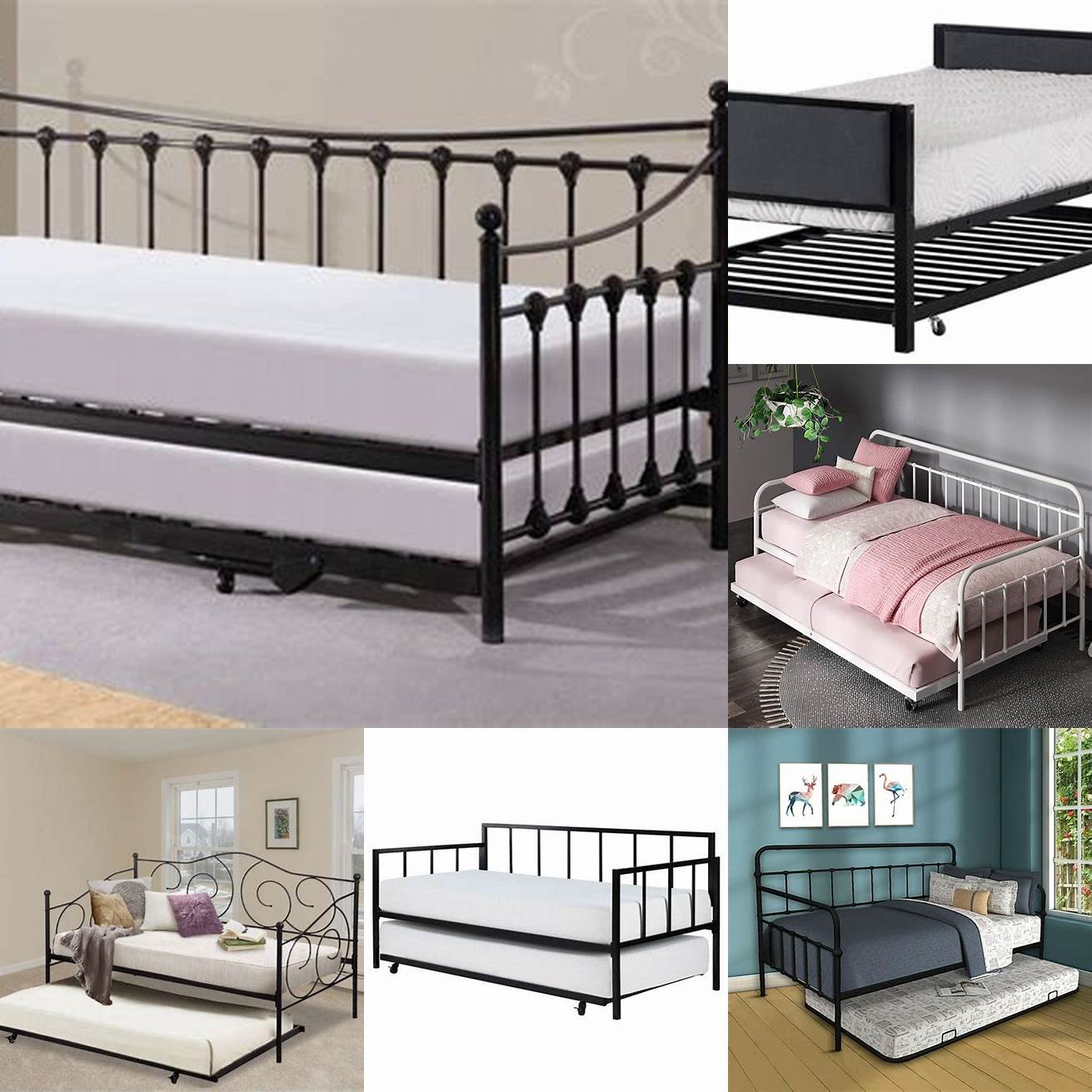Iron trundle bed frame for extra sleeping space