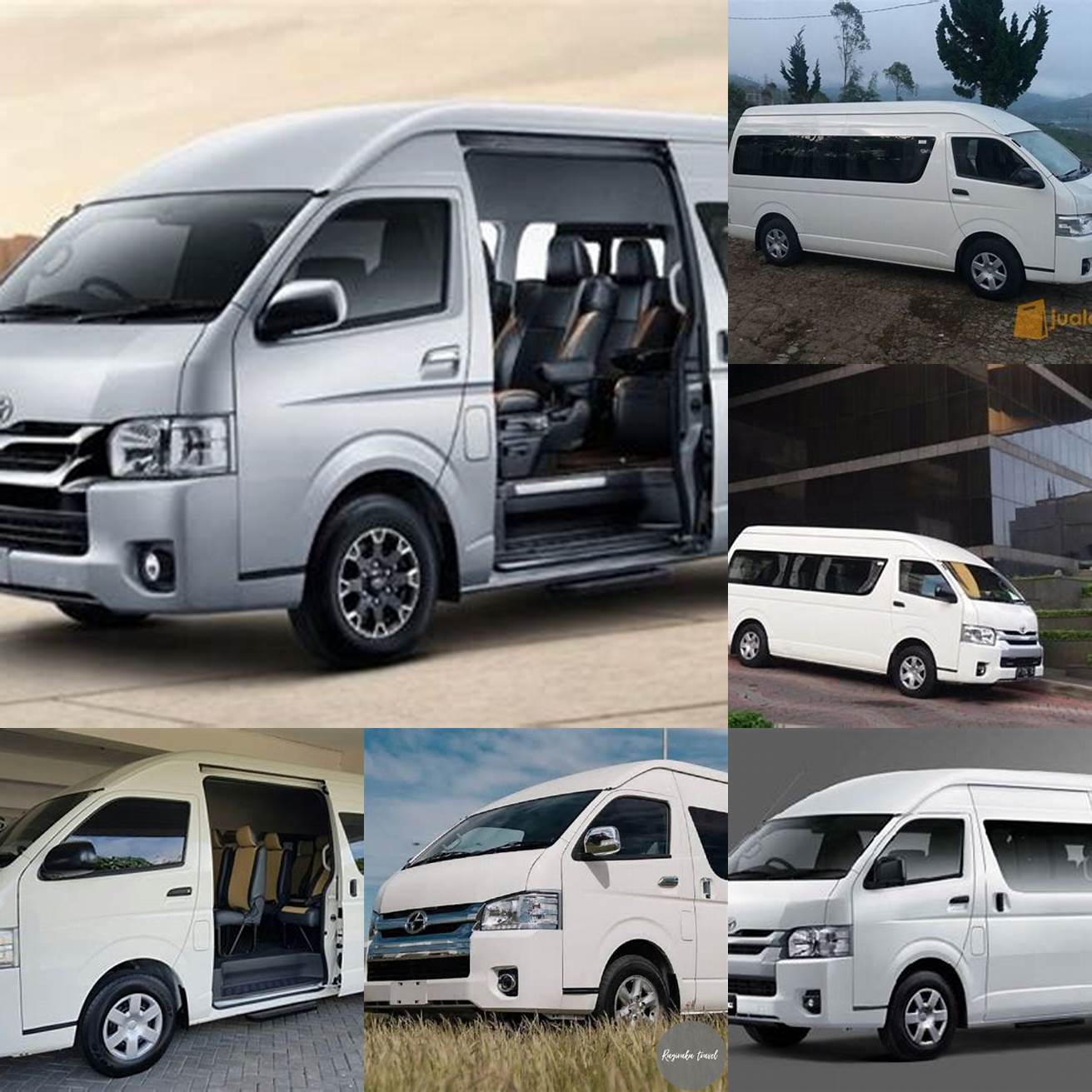 Mobil travel jenis Toyota Hiace dengan kapasitas 14 penumpang