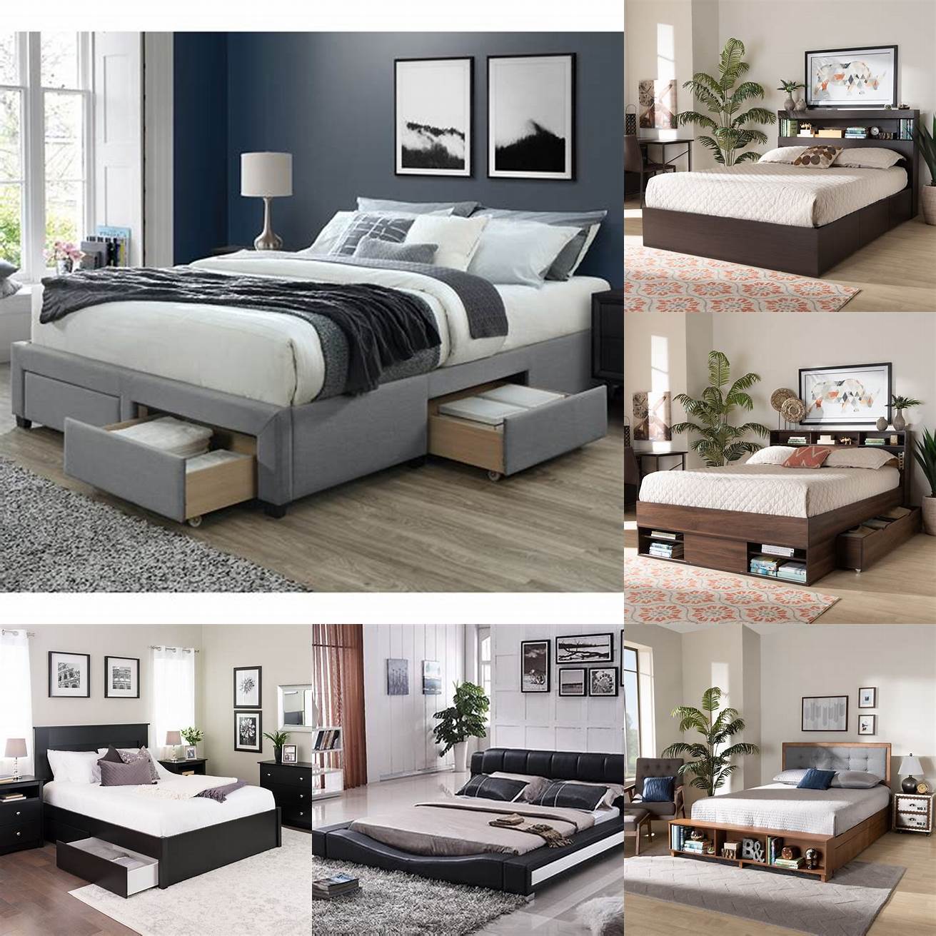 Modern Platform Bed with Drawers