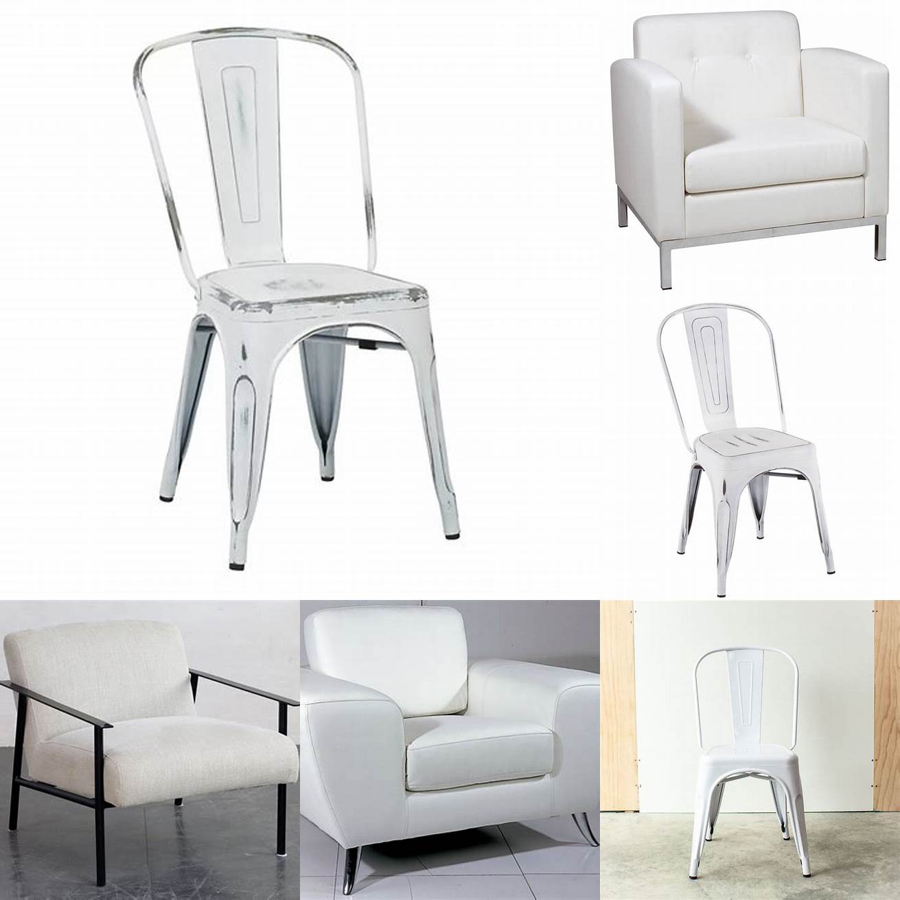 Modern white metal chairs with clean lines
