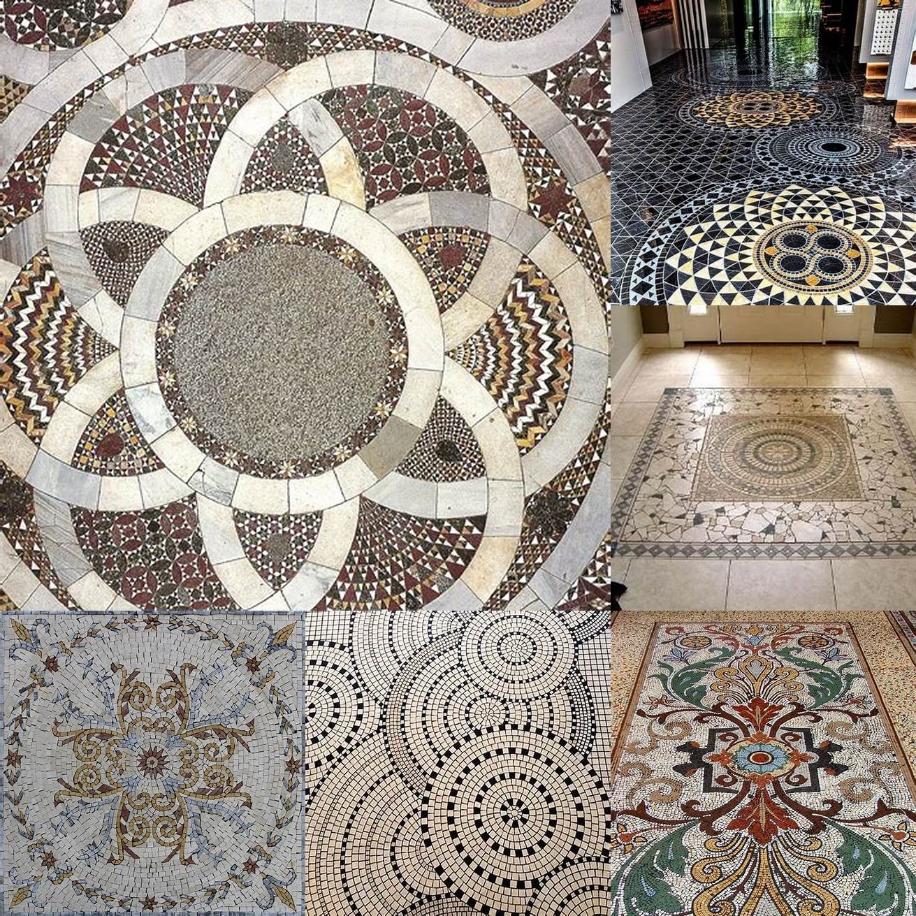 Mosaic floor tiles can be used to create intricate patterns and designs