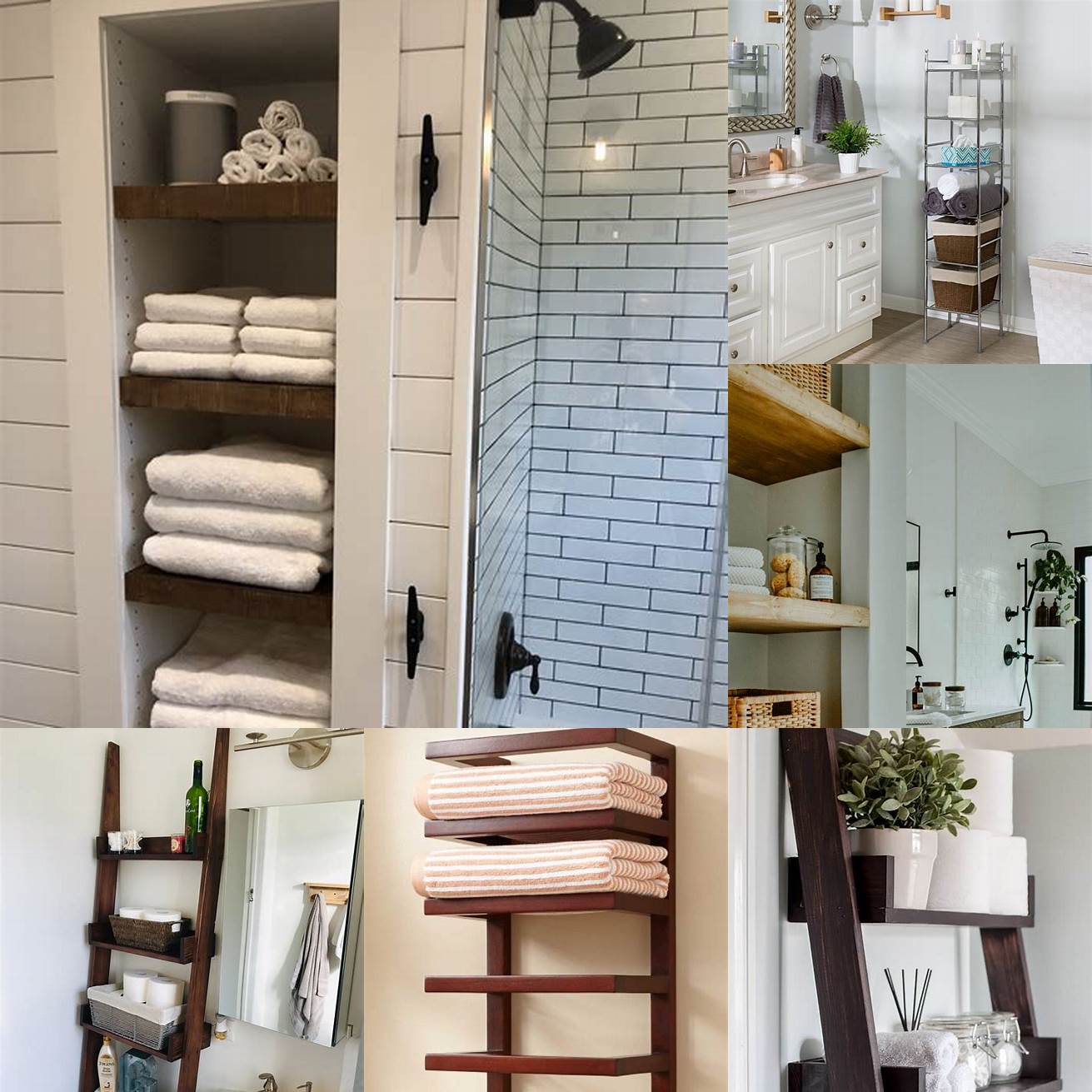 Open shelving can provide easy access to towels and other bathroom essentials