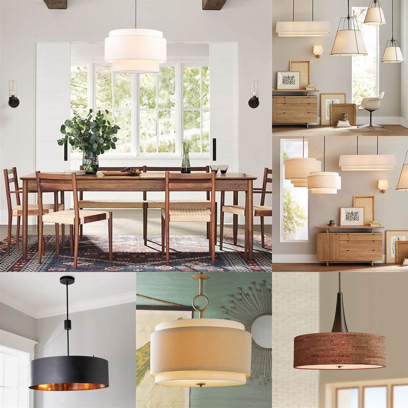 Pair a drum pendant light with other lighting sources for a layered look