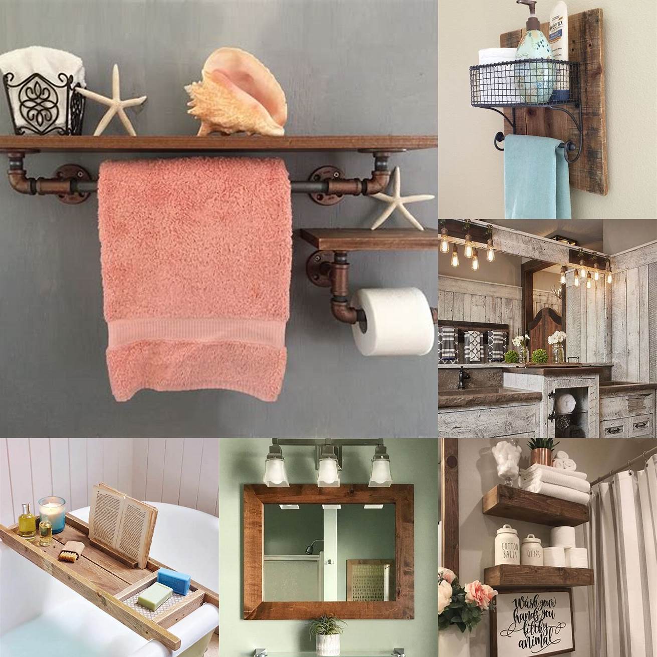 Pair it with rustic or vintage-style bathroom accessories such as a wooden mirror frame or metal towel rack