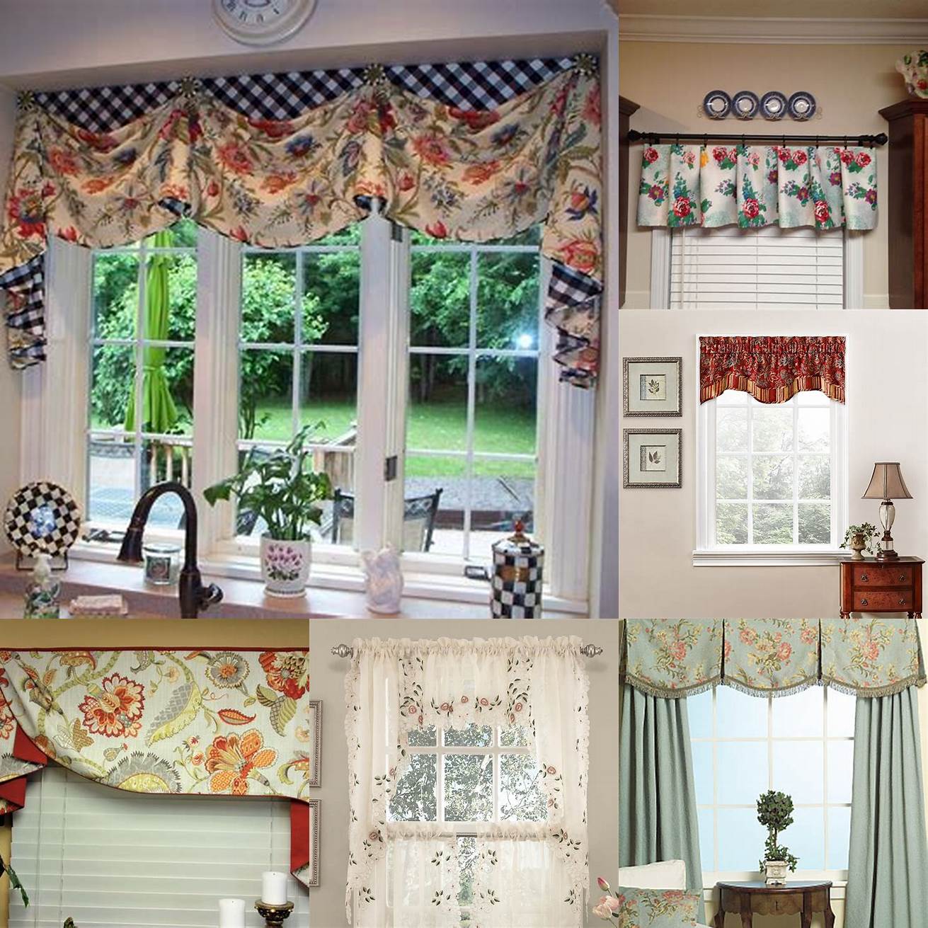 Patterned valance with matching tablecloth