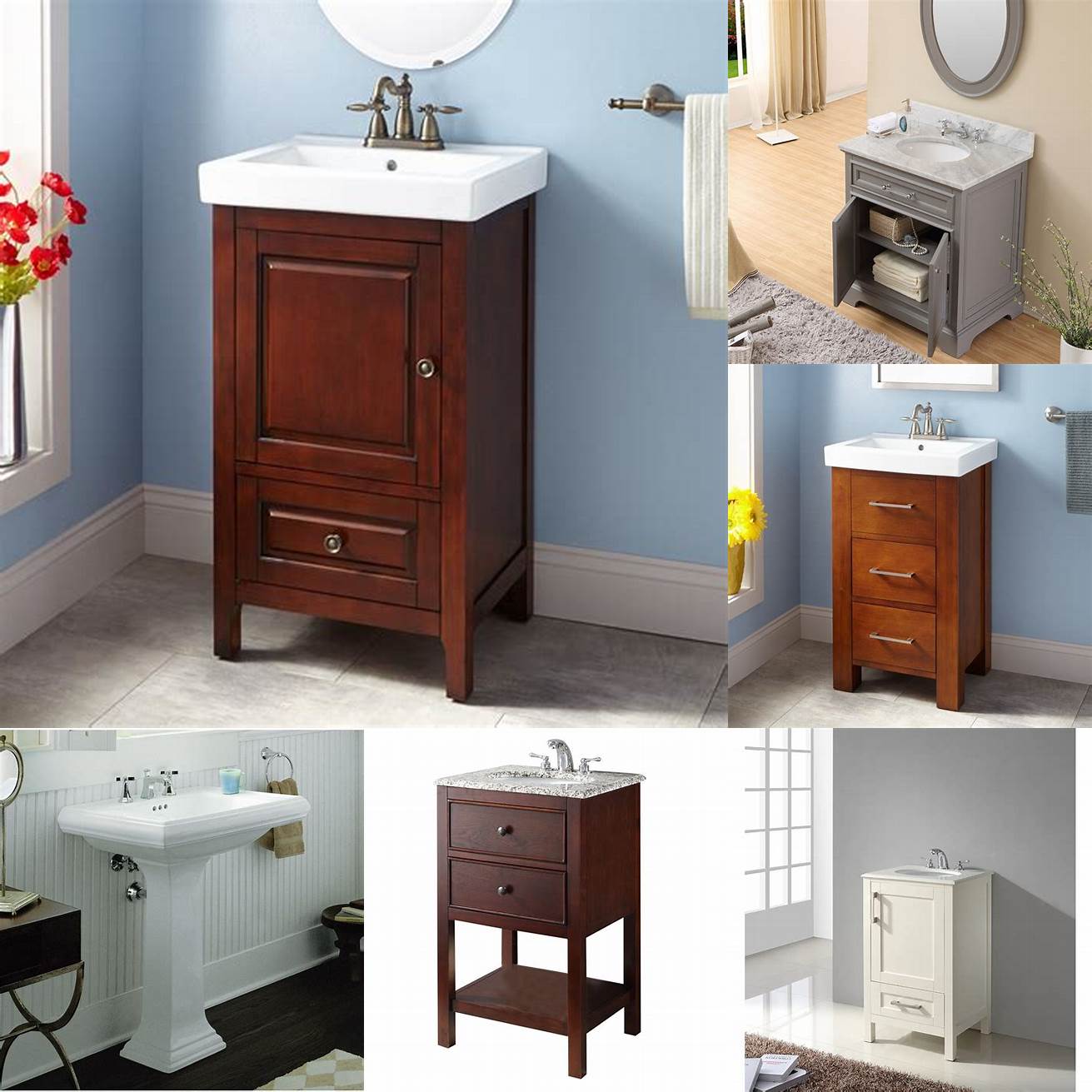 Pedestal 20 inch bathroom vanity with classic design