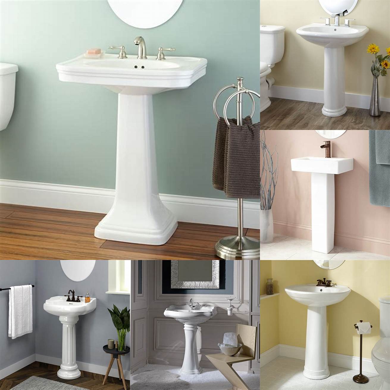 Pedestal sinks have a freestanding design that gives your bathroom a classic and elegant look They are perfect for small bathrooms because they take up less space than other types of sinks However they dont provide storage space