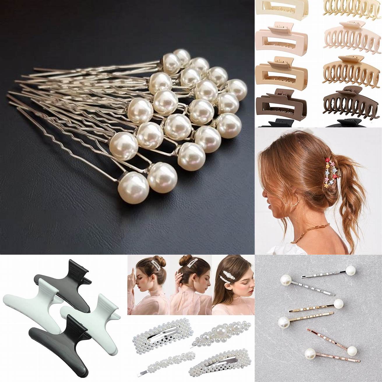 Pinces et épingles à cheveux des pinces ornées de perles ou de cristaux peuvent être utilisées pour fixer des mèches de cheveux sur le côté ou pour créer une demi-queue de cheval