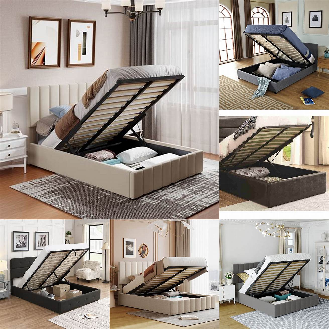 Platform bed storage with lift-up mattress
