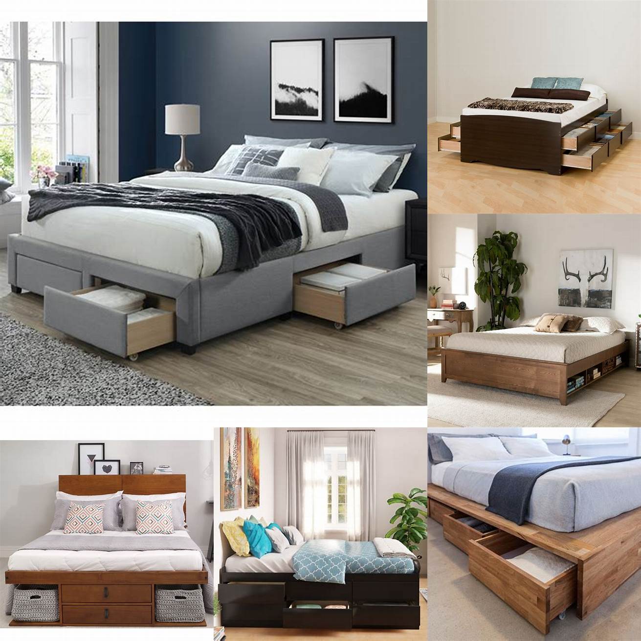 Platform bed with built-in storage drawers