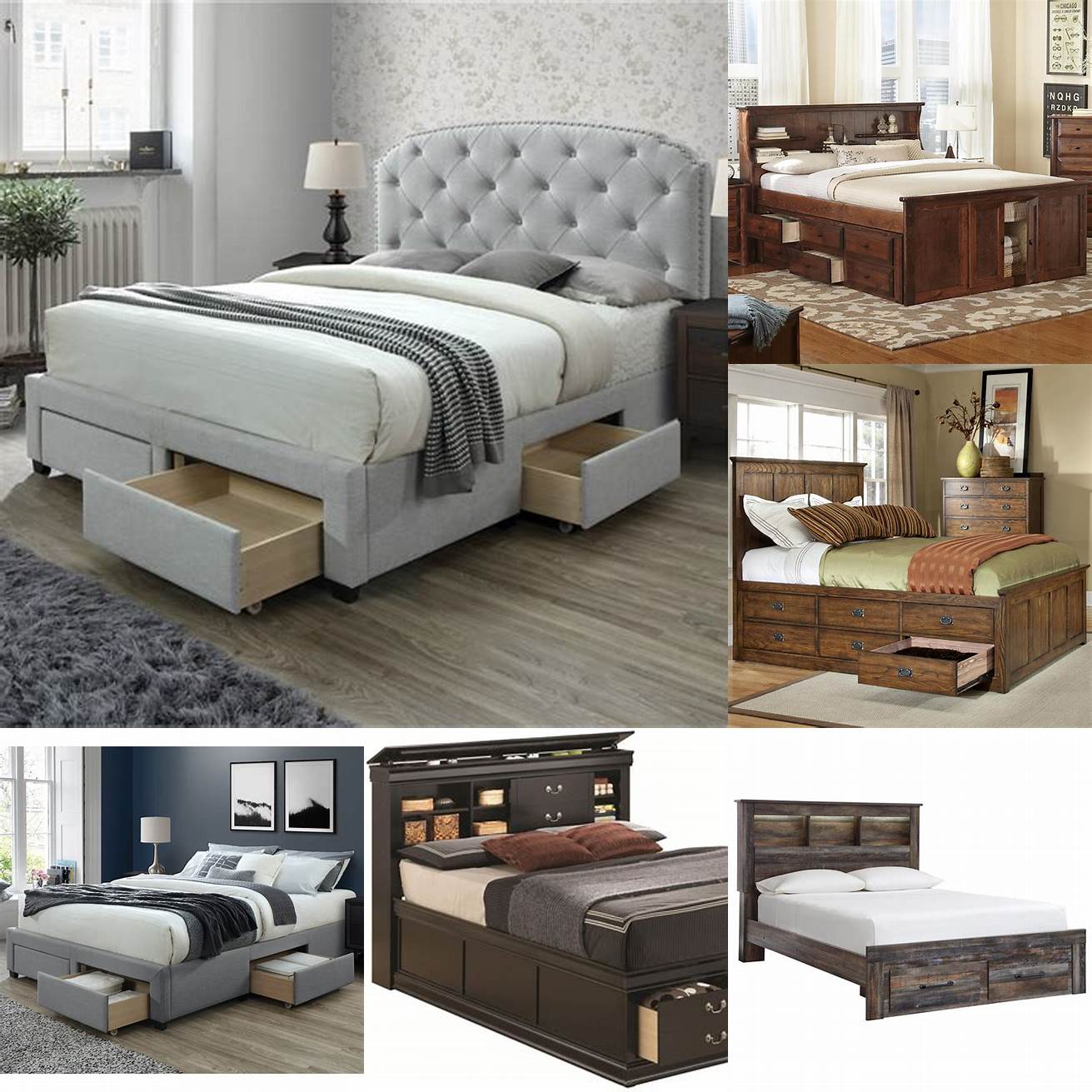 Queen Size Storage Bed with Footboard Drawers