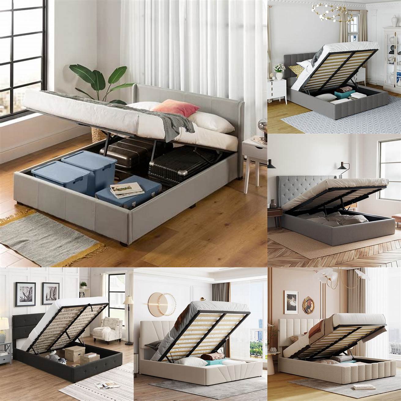 Queen Size Storage Bed with Lift-Up Mattress