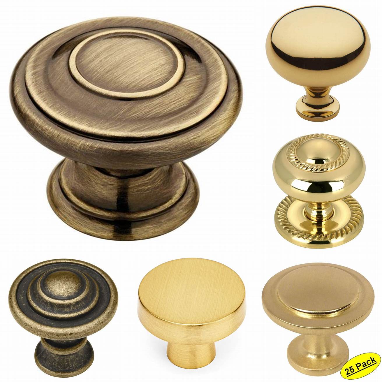 Round brass knobs