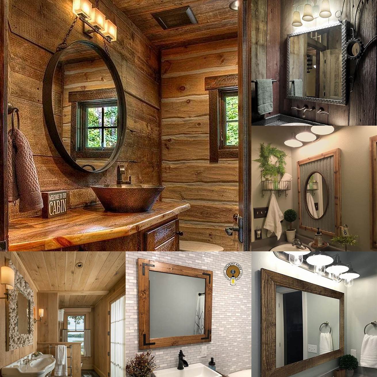Rustic mirrors give a warm and cozy feel to your bathroom