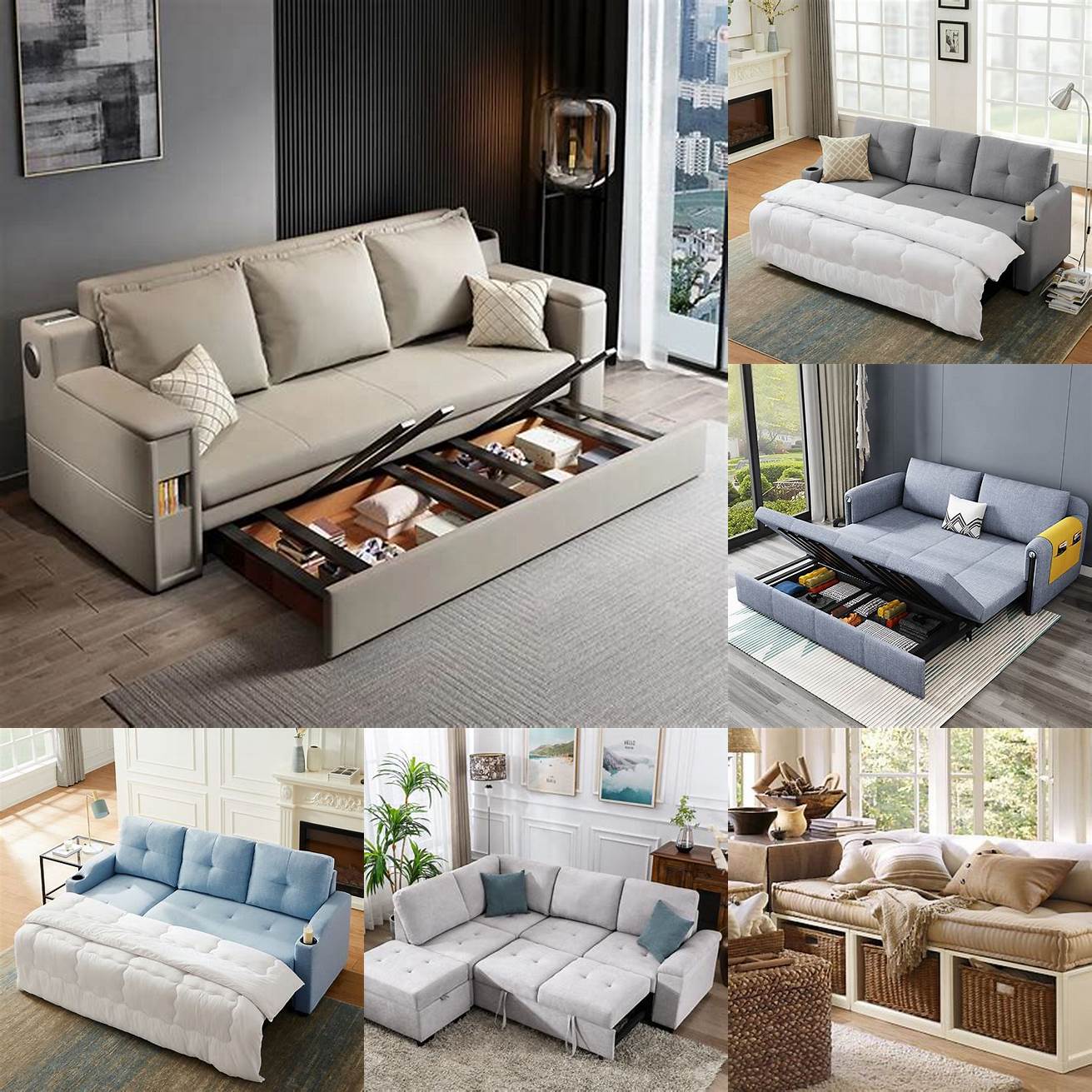 Sofa bed with built-in storage