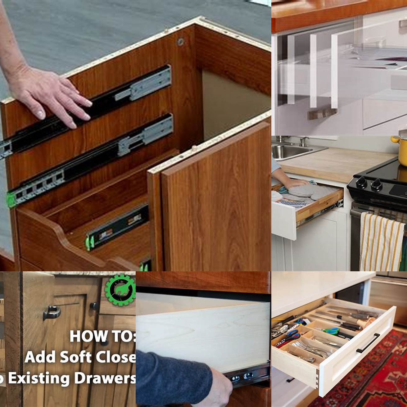 Soft-closing drawers and doors prevent any damage caused by slamming or banging