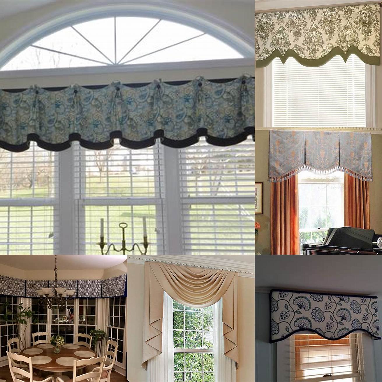 Tailored valance with contrasting piping