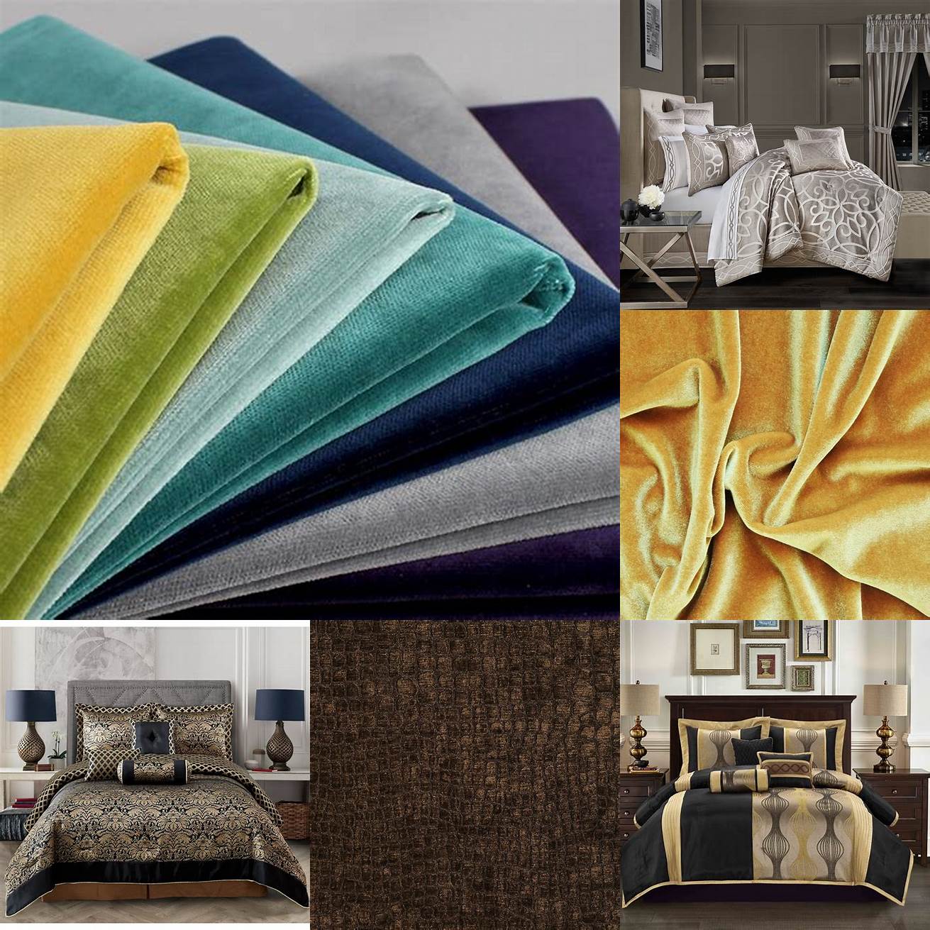 Textured fabrics such as velvet are a popular design trend in modern bedding