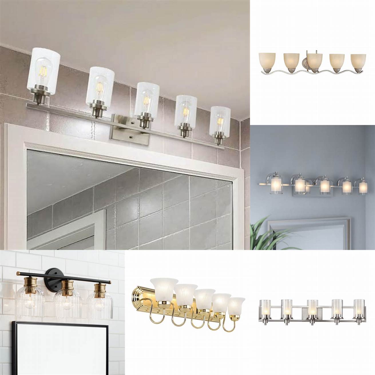 The 5 Light Bathroom Vanity Light can be used with any type of bathroom mirror providing versatility and flexibility