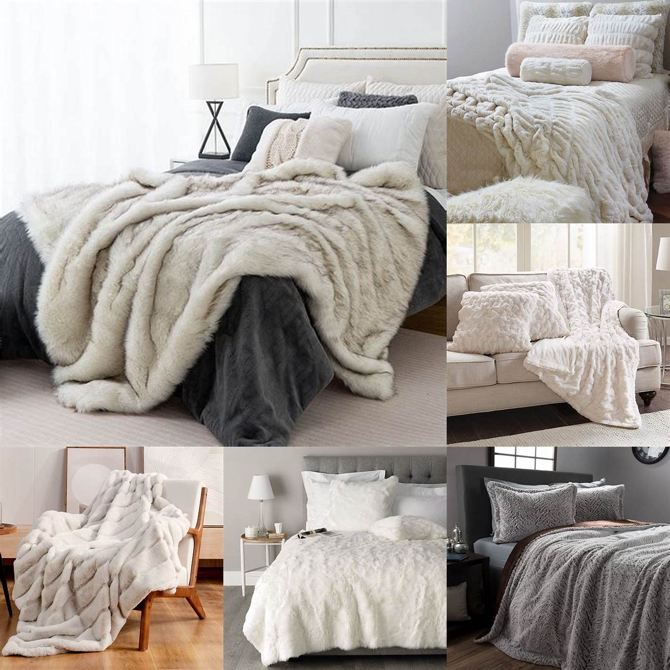 This cozy floor bed features a faux fur throw and a variety of textured pillows