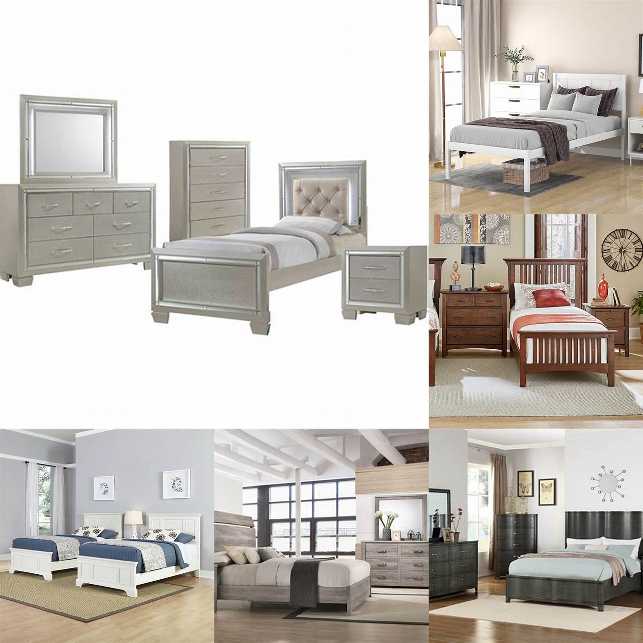 This modern set includes a twin bed frame nightstand and dresser perfect for a boy who loves clean lines and minimalist design