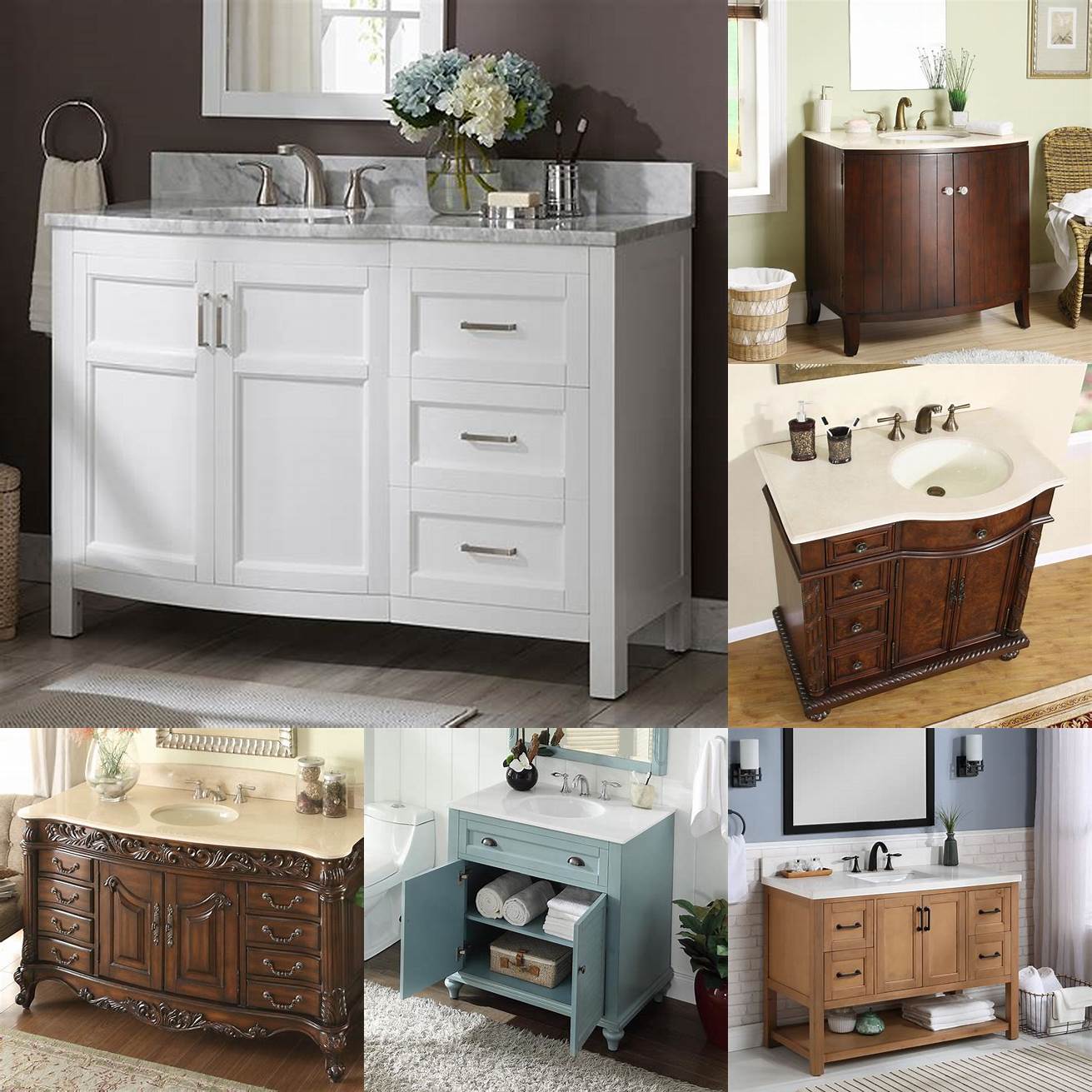 Traditional 34 inch bathroom vanity with marble top