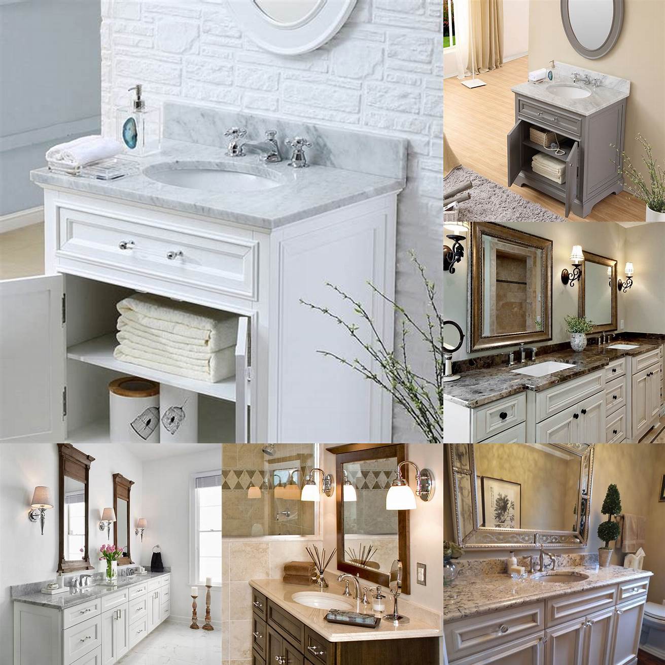Traditional Bathroom Vanity with Marble Countertop