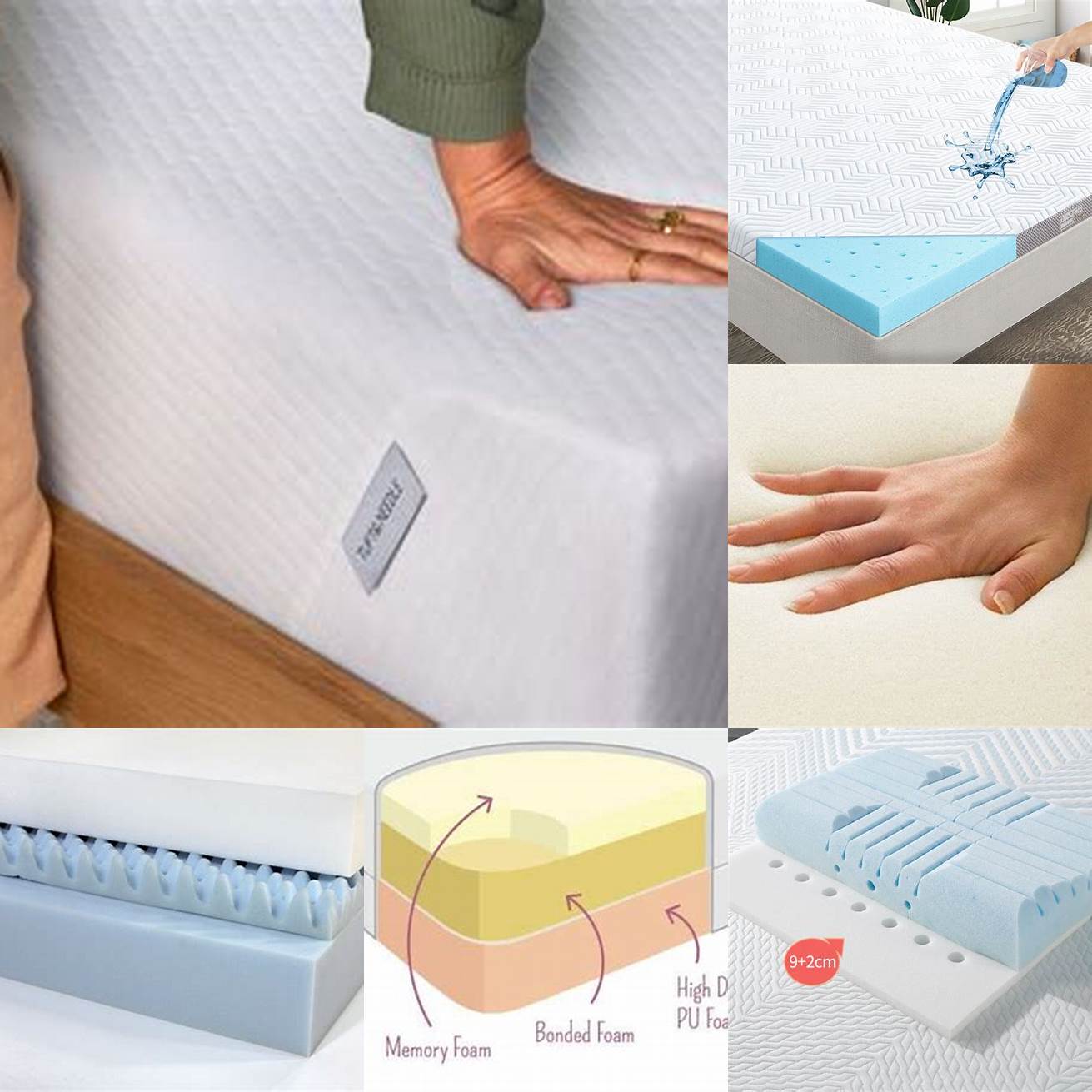 Traditional memory foam This is the most common type of memory foam known for its contouring properties and pressure relief