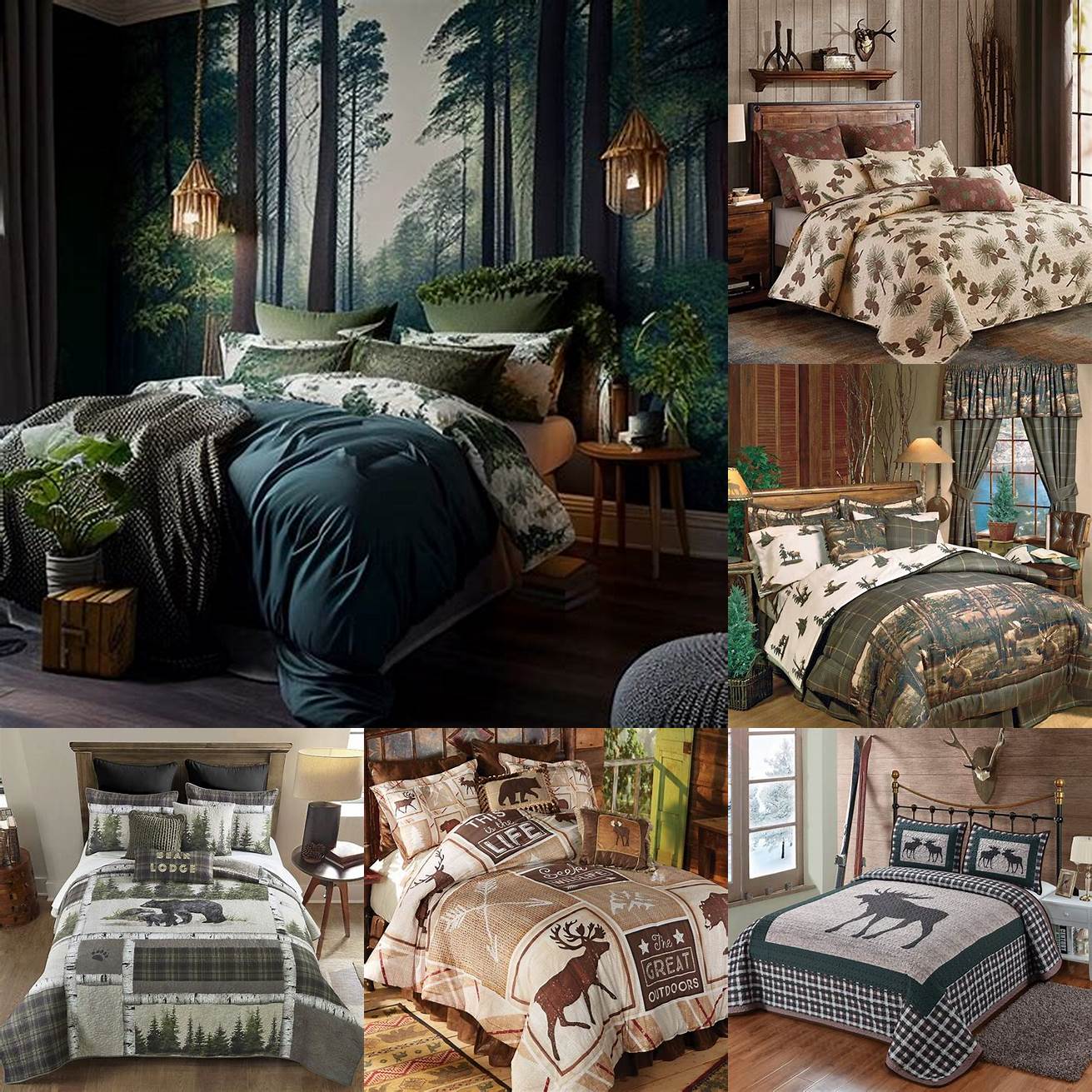 Tree-themed cabin bedding brings the beauty of nature into your bedroom