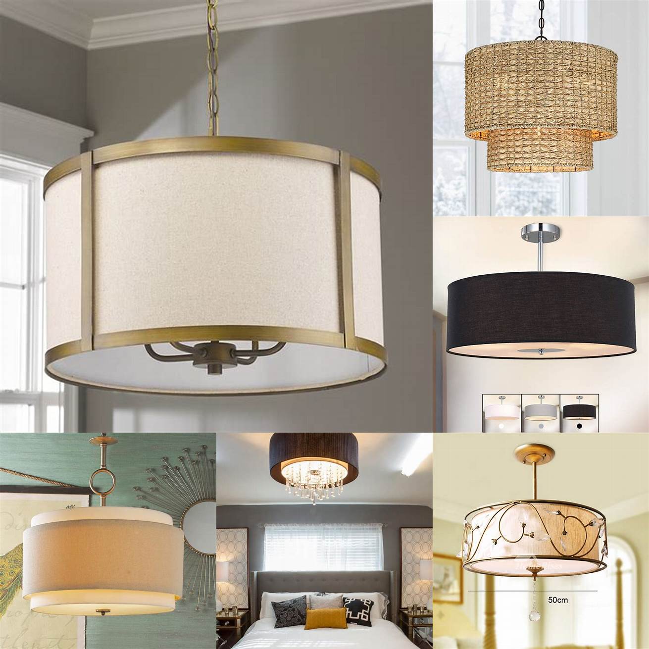 Use a drum pendant light in a bedroom for a cozy and intimate feel