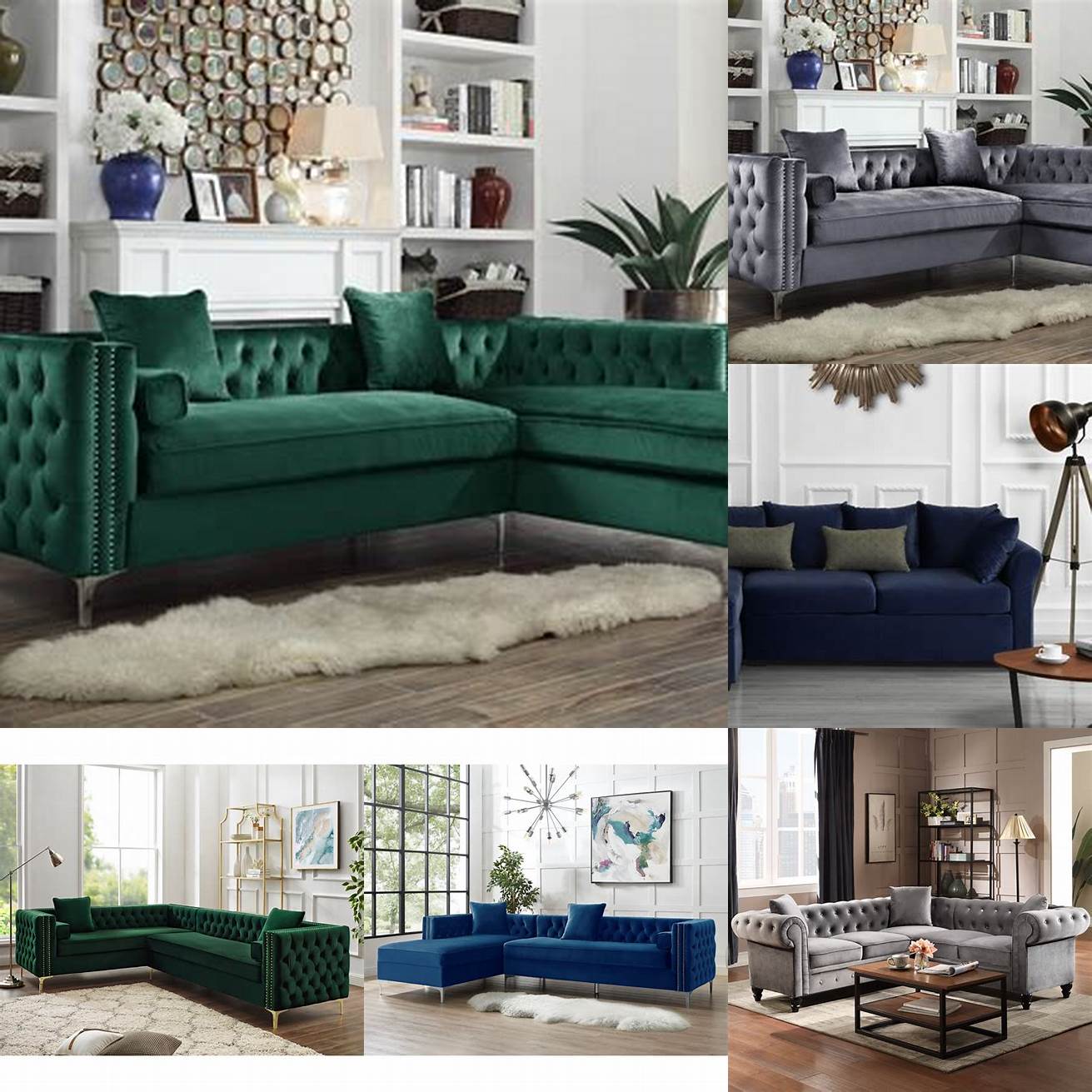 Velvet sectional sofa