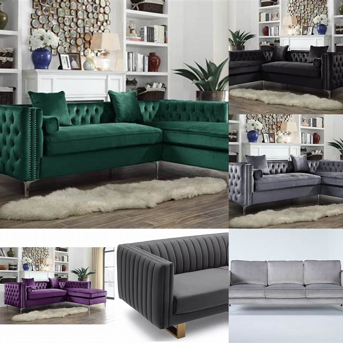 Velvet sofa with metallic legs