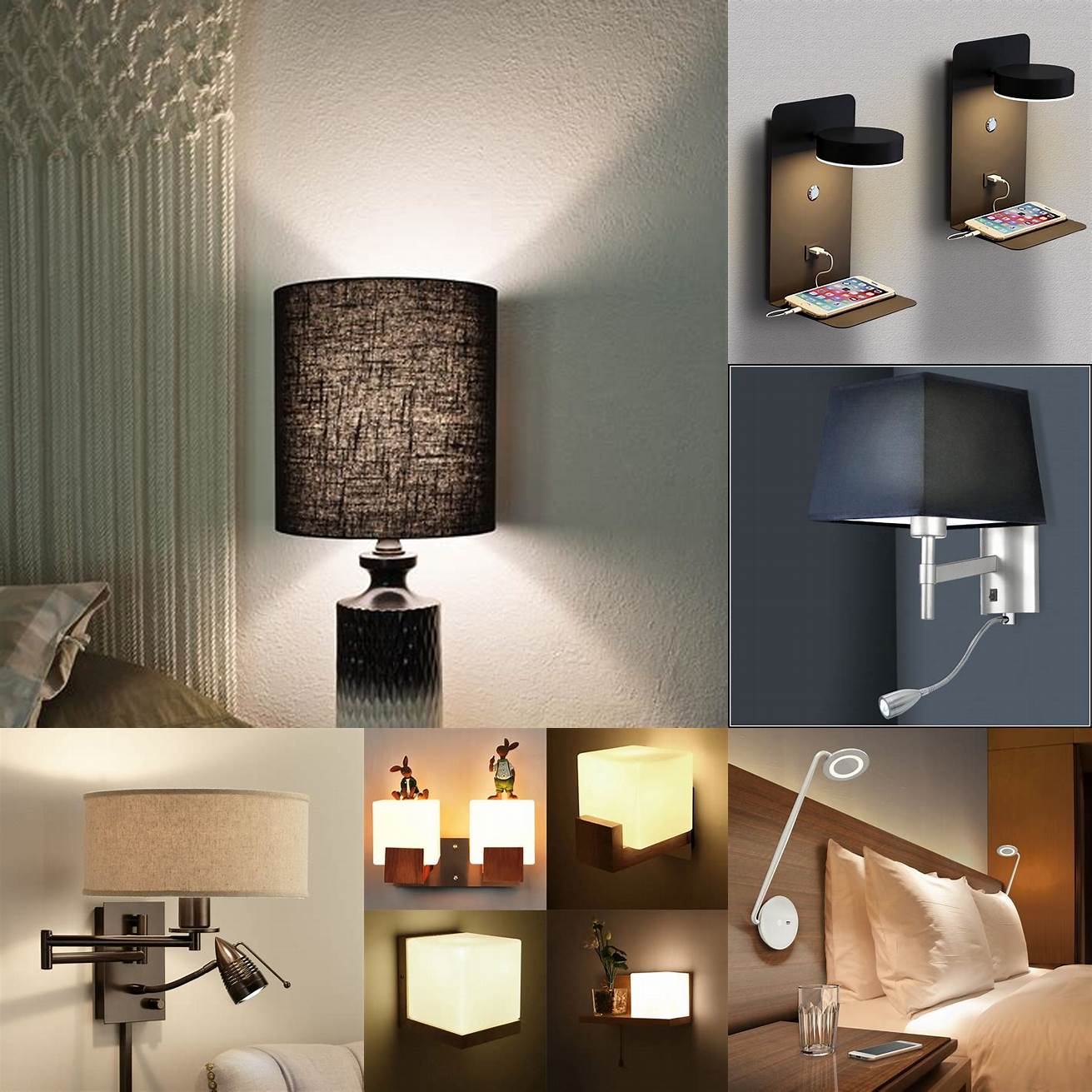 Wall-mounted bedside lamps