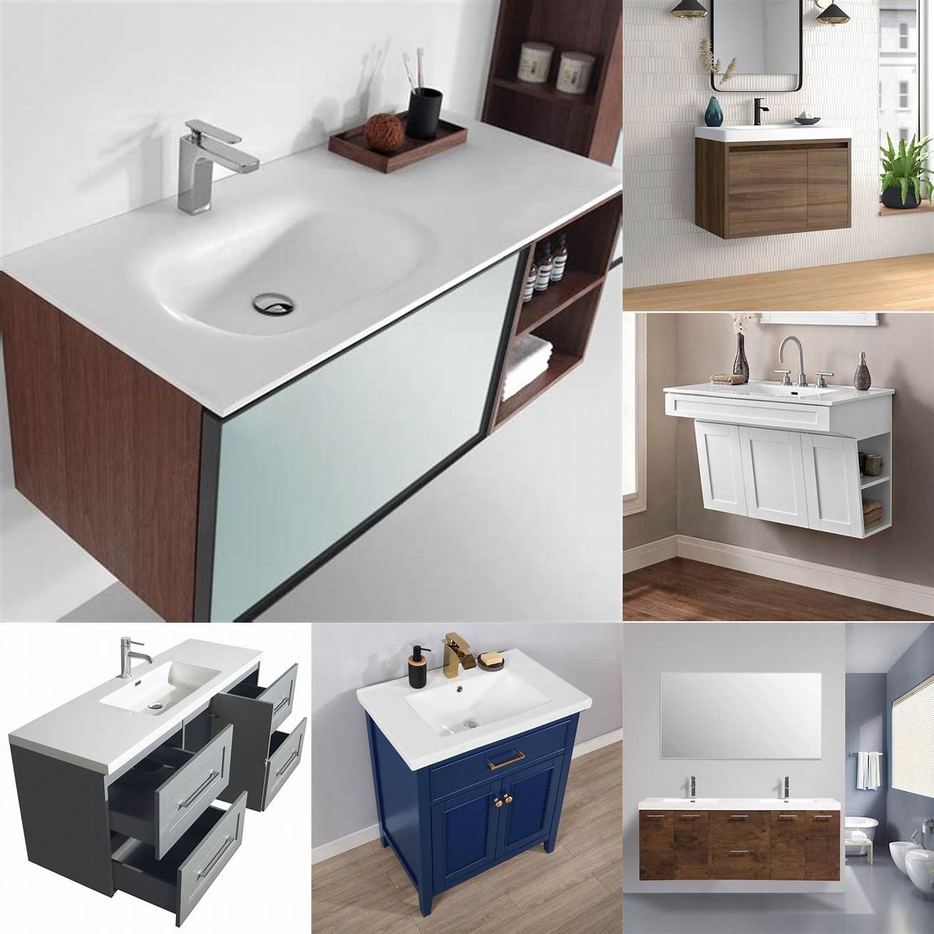 Wall-mounted vanity with integrated sink