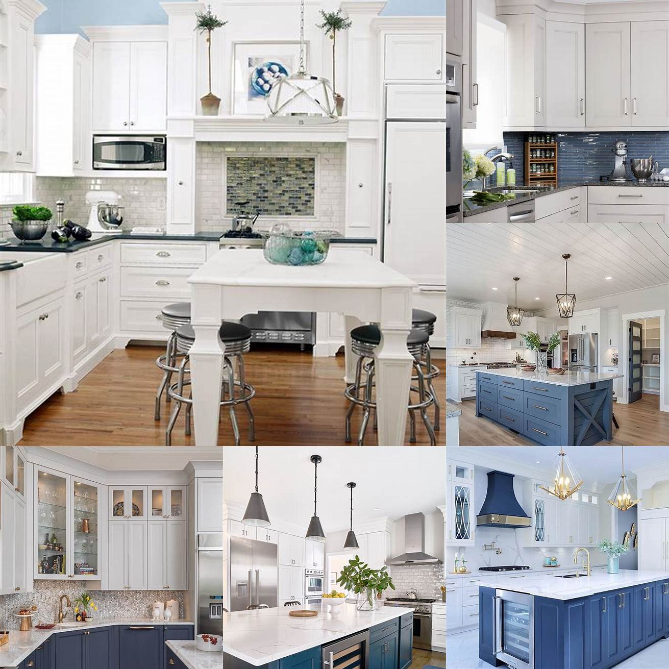 White Cabinet Kitchen with Blue Accents