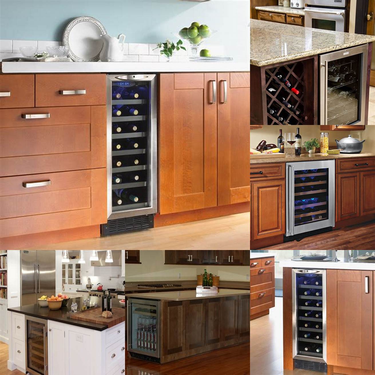 Wine cooler built into a kitchen island