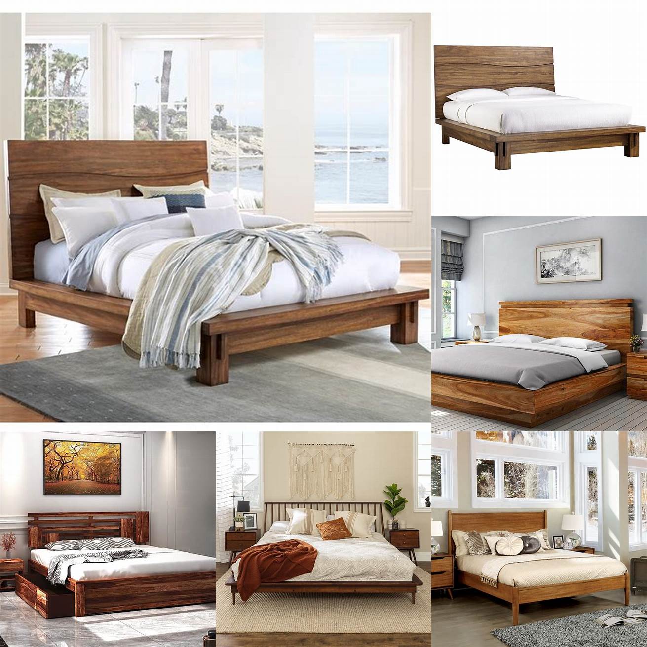 Wooden modern king bed