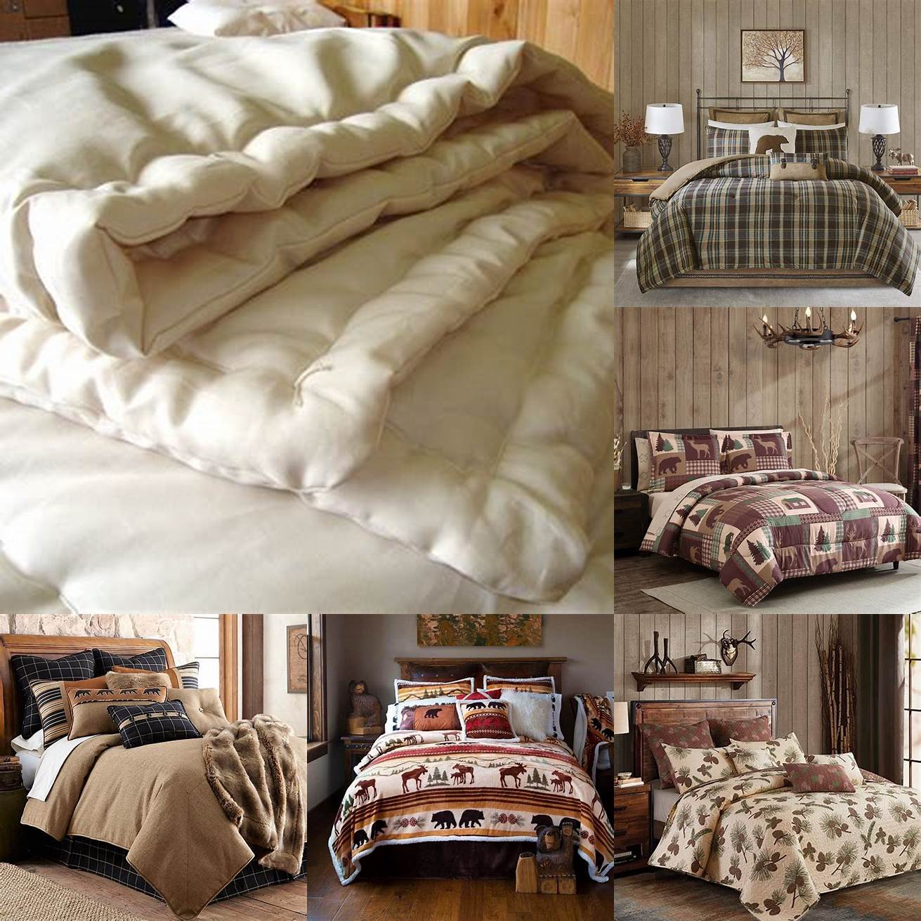 Wool cabin bedding provides extra warmth during cold nights