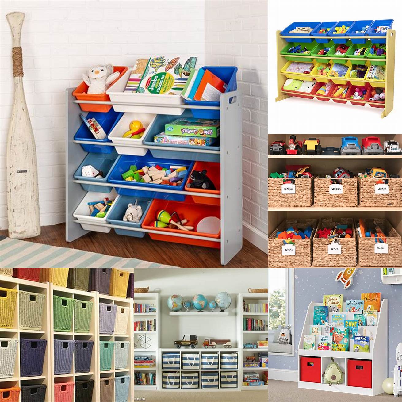 You can use colorful bins baskets and shelves to store your childs toys and books This will help keep their bedroom organized and clutter-free